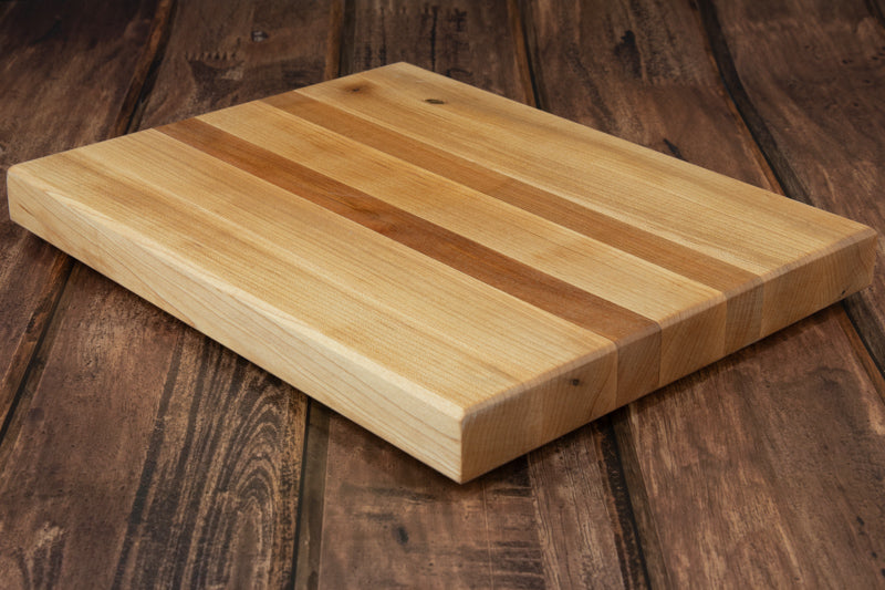 Cutting Board - 9"x12" Maple w/ Cherry Racing Stripes